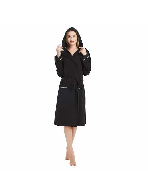 HEARTNICE Womens Cotton Robe Soft Kimono Spa Knit Bathrobe Lightweight Long