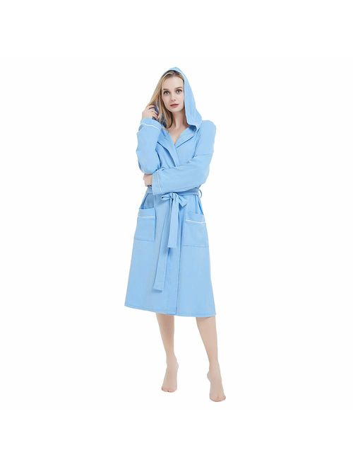 HEARTNICE Womens Cotton Robe Soft Kimono Spa Knit Bathrobe Lightweight Long