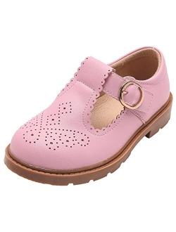 WUIWUIYU Toddlers Little Big Girls T-Strap Oxfords Shoes School Uniform Dress Mary Jane Flats
