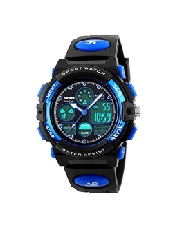 eYotto Kids Sports Watch Waterproof Boys Multi-Function Analog Digital Wristwatch LED Alarm Stopwatch