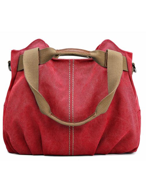 Z-joyee Women's Ladies Casual Vintage Hobo Canvas Daily Purse Top Handle Shoulder Tote Shopper Handbag