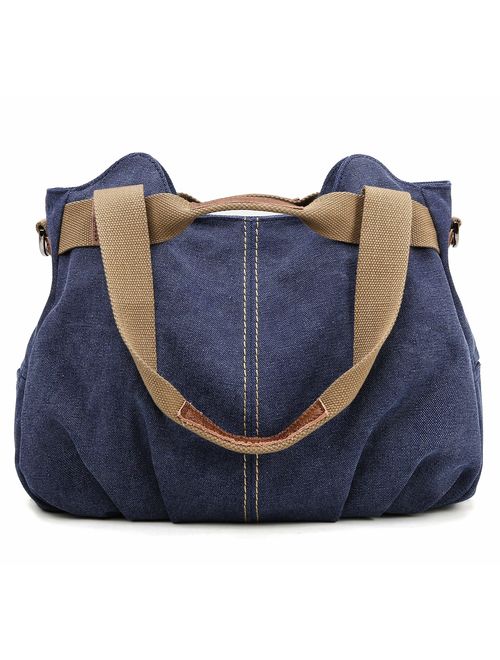 Z-joyee Women's Ladies Casual Vintage Hobo Canvas Daily Purse Top Handle Shoulder Tote Shopper Handbag