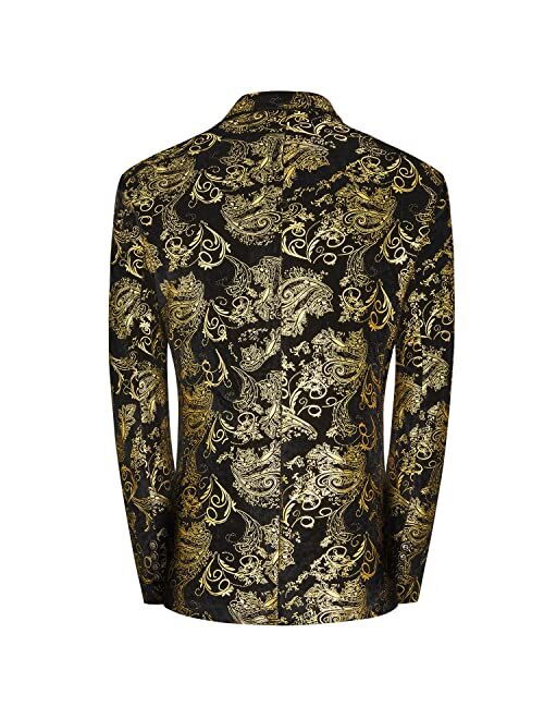 MAGE MALE Men's Dress Party Floral Suit Jacket Notched Lapel Slim Fit Two Button Stylish Blazer