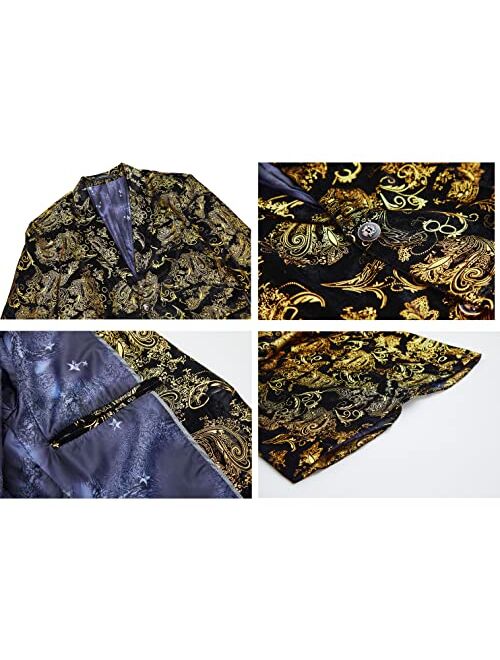 MAGE MALE Men's Dress Party Floral Suit Jacket Notched Lapel Slim Fit Two Button Stylish Blazer