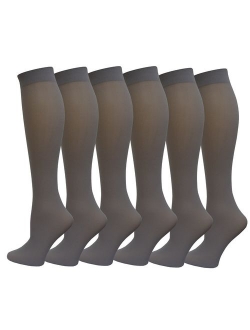 Differenttouch 6 Pairs Pack Women Opaque Stretchy Spandex Knee High Trouser Socks