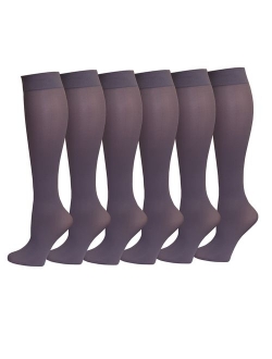 Differenttouch 6 Pairs Pack Women Opaque Stretchy Spandex Knee High Trouser Socks