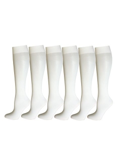 Differenttouch 6 Pairs Pack Women Opaque Stretchy Spandex Knee High Trouser Socks