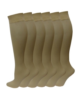 Differenttouch 6 Pairs Pack Women Opaque Stretchy Spandex Knee High Trouser Socks