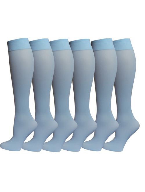 Differenttouch 6 Pairs Pack Women Opaque Stretchy Spandex Knee High Trouser Socks