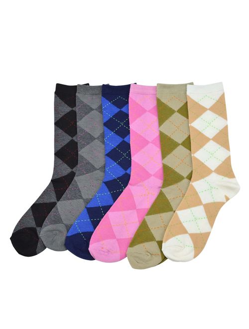 TeeHee Women's Ladies Value 6-Pack Crew Socks