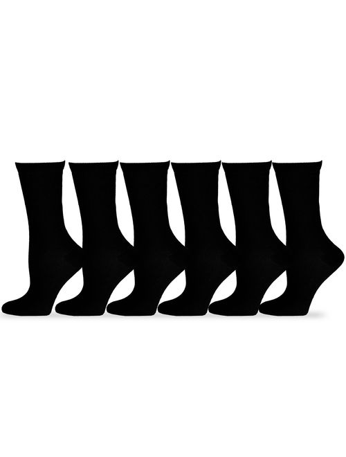 TeeHee Women's Ladies Value 6-Pack Crew Socks