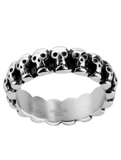 Jude Jewelers 6mm Stainless Steel Gothic Skull Biker Ring