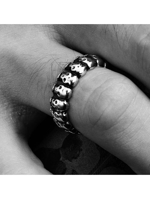 Jude Jewelers 6mm Stainless Steel Gothic Skull Biker Ring