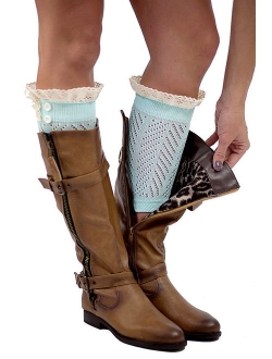 The Original Button Boot Socks with Lace Trim Boutique Socks by Modern Boho