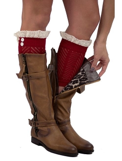 The Original Button Boot Socks with Lace Trim Boutique Socks by Modern Boho