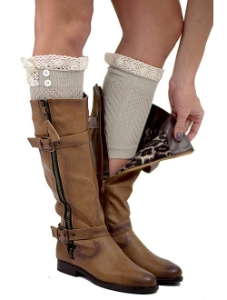 The Original Button Boot Socks with Lace Trim Boutique Socks by Modern Boho