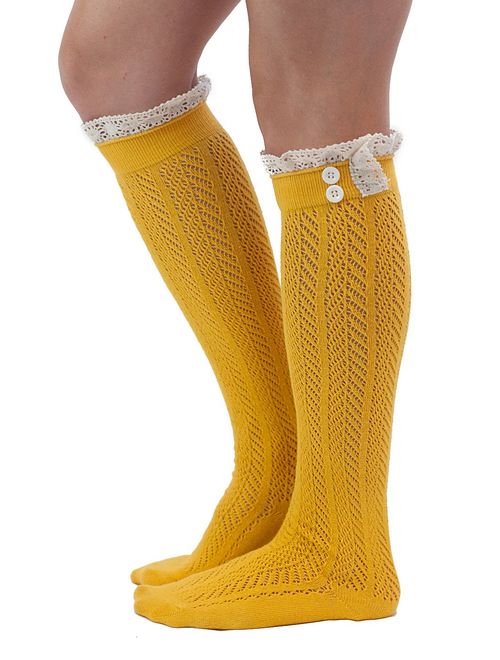 The Original Button Boot Socks with Lace Trim Boutique Socks by Modern Boho