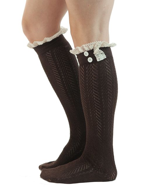 The Original Button Boot Socks with Lace Trim Boutique Socks by Modern Boho