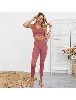 QINSEN Women'S Casual Two Piece Outfit Ribbed Spaghetti Strap Top Long  Pants Tracksuit Joggers Sets