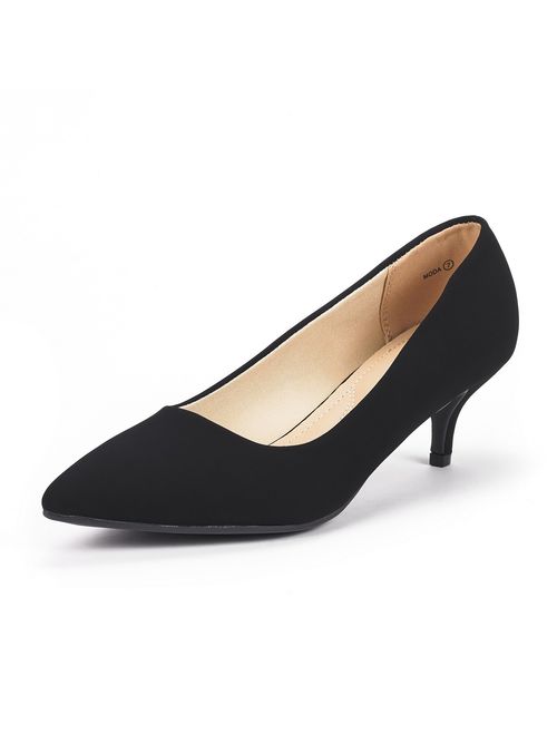 DREAM PAIRS Black Moda Low Heel D'Orsay Pointed Toe Dress Pumps