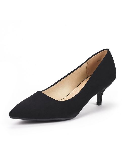 DREAM PAIRS Black Moda Low Heel D'Orsay Pointed Toe Dress Pumps