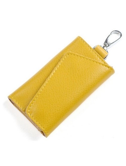 Heshe Leather Key Case Wallets Unisex Keychain Wallet Key Holder Ring with 6 Hooks Snap Closure