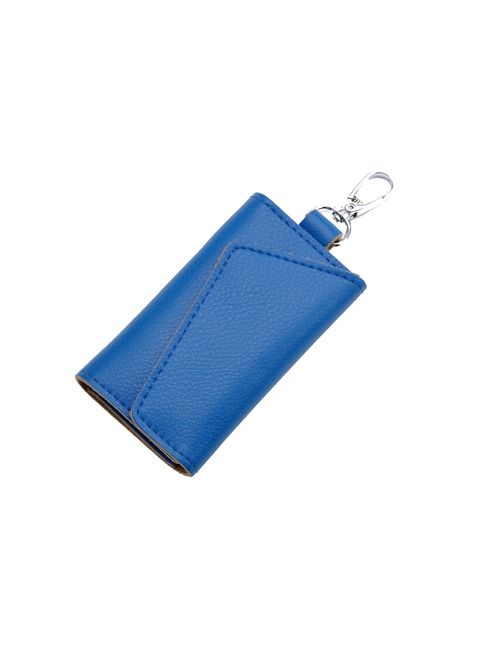 Heshe Leather Key Case Wallets Unisex Keychain Wallet Key Holder Ring with 6 Hooks Snap Closure