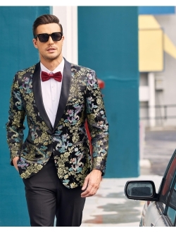 Men's Floral Party Dress Suit Luxury Embroidered Wedding Blazer Dinner Tuxedo Jacket