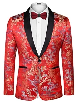 Men's Floral Party Dress Suit Luxury Embroidered Wedding Blazer Dinner Tuxedo Jacket