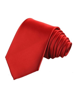 KissTies Solid Satin Tie Pure Color Necktie Mens Ties + Gift Box