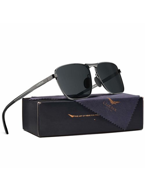 LUENX Men Aviator Sunglasses Polarized Women - UV 400 with case 60MM
