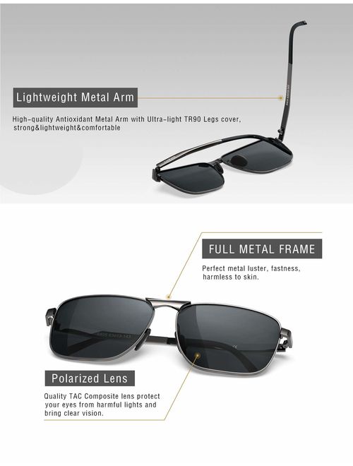LUENX Men Aviator Sunglasses Polarized Women - UV 400 with case 60MM
