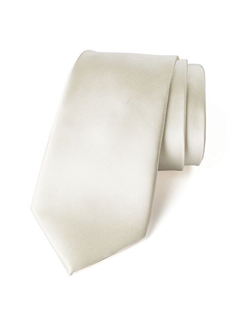 Spring Notion Men's Solid Color Satin Microfiber Tie, Regular and Skinny Width