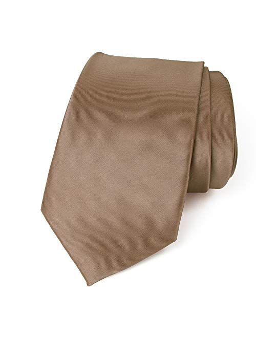 Spring Notion Men's Solid Color Satin Microfiber Tie, Regular and Skinny Width