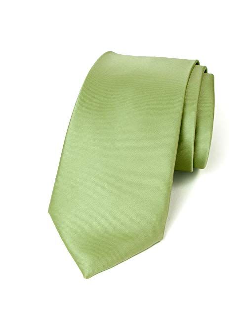 Spring Notion Men's Solid Color Satin Microfiber Tie, Regular and Skinny Width