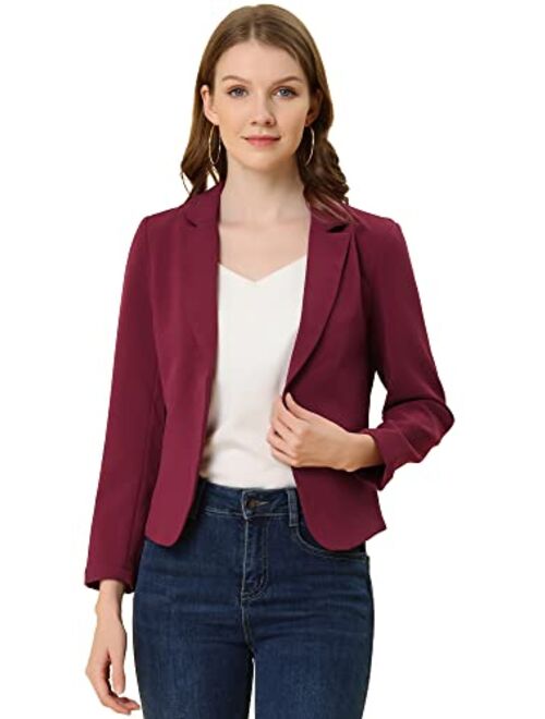 Allegra K Women's Open Front Crop Floral Print Blazer Jacket