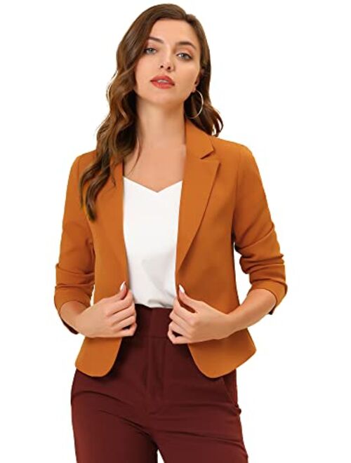 Allegra K Women's Open Front Crop Floral Print Blazer Jacket