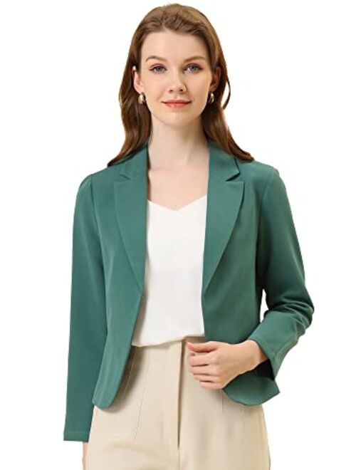 Allegra K Women's Open Front Crop Floral Print Blazer Jacket