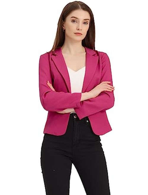 Allegra K Women's Open Front Crop Floral Print Blazer Jacket