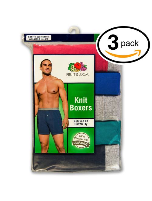 Fruit of the Loom Solid Knit Boxers 3-Pack (Colors and patterns may vary)