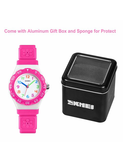 Kids Watch for Girls Ages 5-7 with Gift Box, GRyiyi Girl's Watches 50M Waterproof Wrist Watch Adorable Time Teacher for Girl