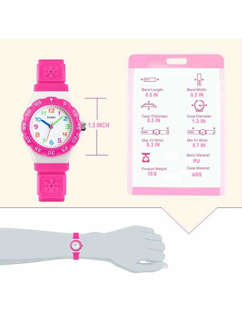 Kids Watch for Girls Ages 5-7 with Gift Box, GRyiyi Girl's Watches 50M Waterproof Wrist Watch Adorable Time Teacher for Girl