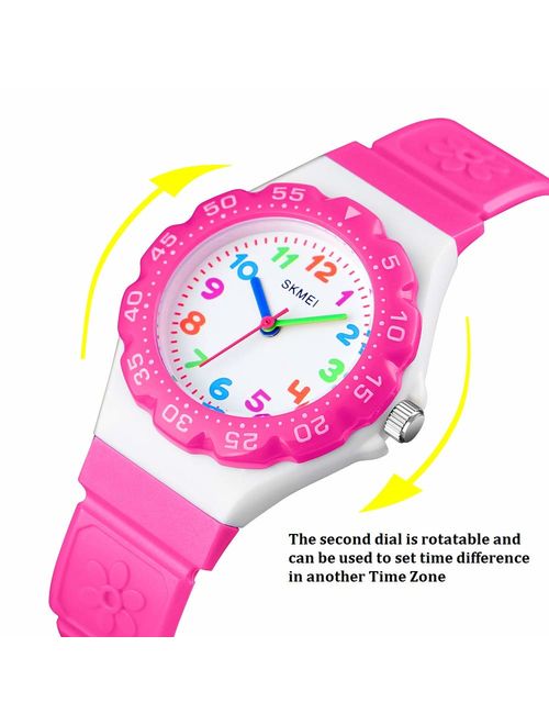 Kids Watch for Girls Ages 5-7 with Gift Box, GRyiyi Girl's Watches 50M Waterproof Wrist Watch Adorable Time Teacher for Girl