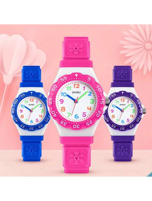 Kids Watch for Girls Ages 5-7 with Gift Box, GRyiyi Girl's Watches 50M Waterproof Wrist Watch Adorable Time Teacher for Girl