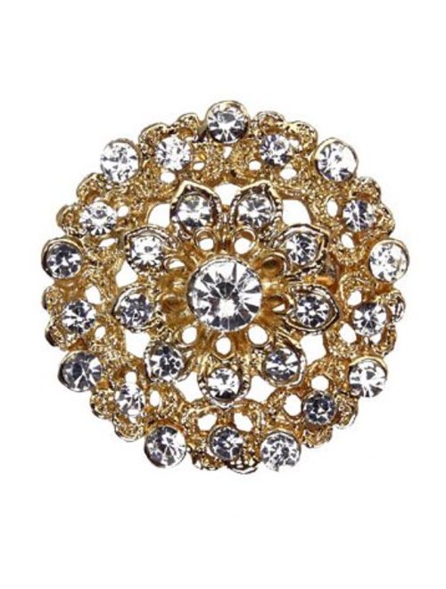 L'VOW 12px Silver Gold Plated Crystal Brooches Flower Floriated Brooch Collar Pin Rhinestone Corsage Bouquet Decor