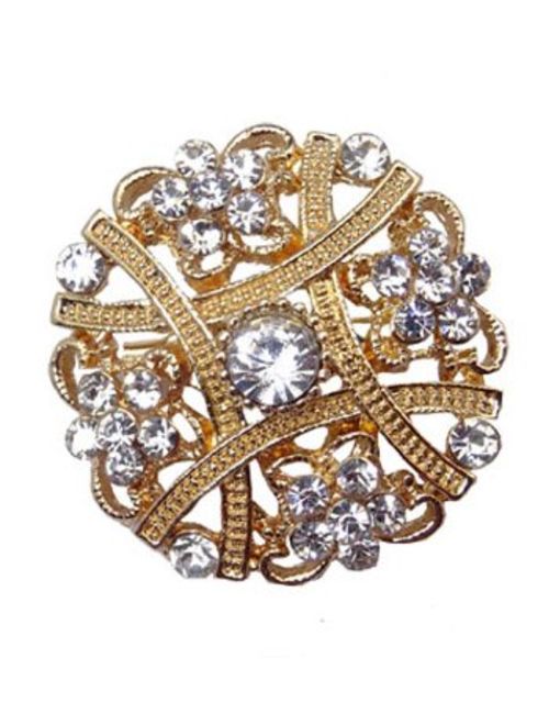 L'VOW 12px Silver Gold Plated Crystal Brooches Flower Floriated Brooch Collar Pin Rhinestone Corsage Bouquet Decor