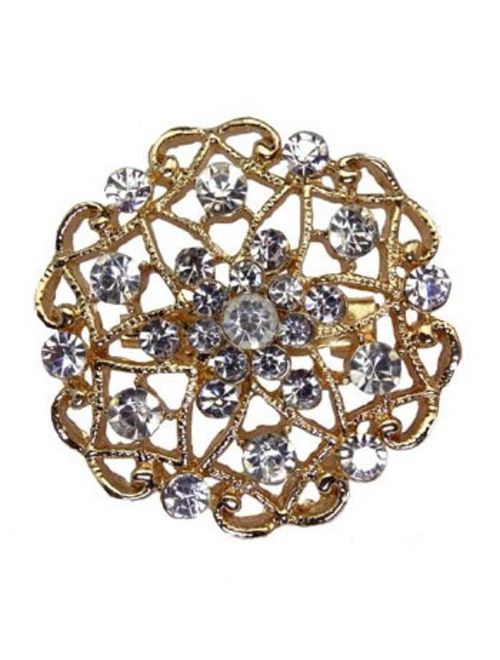 L'VOW 12px Silver Gold Plated Crystal Brooches Flower Floriated Brooch Collar Pin Rhinestone Corsage Bouquet Decor