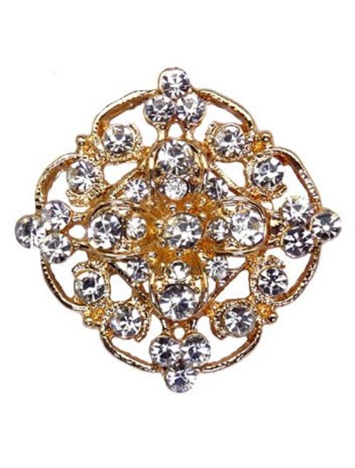 L'VOW 12px Silver Gold Plated Crystal Brooches Flower Floriated Brooch Collar Pin Rhinestone Corsage Bouquet Decor