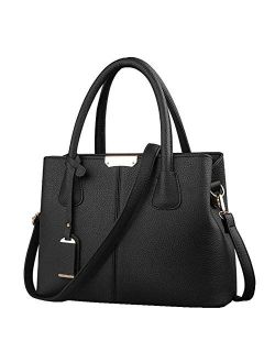 B&E LIFE Stylish Women Pu Leather Vertical Utility Top Handle Handbag Satchel Tote Purse Bag