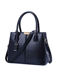 B&E LIFE Stylish Women Pu Leather Vertical Utility Top Handle Handbag Satchel Tote Purse Bag